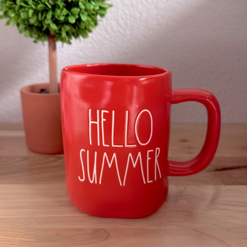 🌻 RAE DUNN HELLO SUMMER ORANGE MODERN FARMHOUSE COFFEE TEA MUG